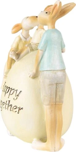 Clayre & Eef Beeld Konijn 17 Cm Groen Geel Kunststof Happy Together Woonaccessoires Paashaas Pasen -Clayre & Eef 604x1200 3
