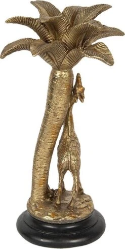 Clayre & Eef Kandelaar Giraf Ø 14*34 Cm Goudkleurig Kunststof Giraf Kaarsenstandaard Kaarsenhouder -Clayre & Eef 605x1200