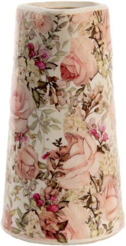 Clayre & Eef Decoratieve Schenkkan 750 Ml Roze Keramiek Bloemen Waterkan Kan -Clayre & Eef 618x1200 2