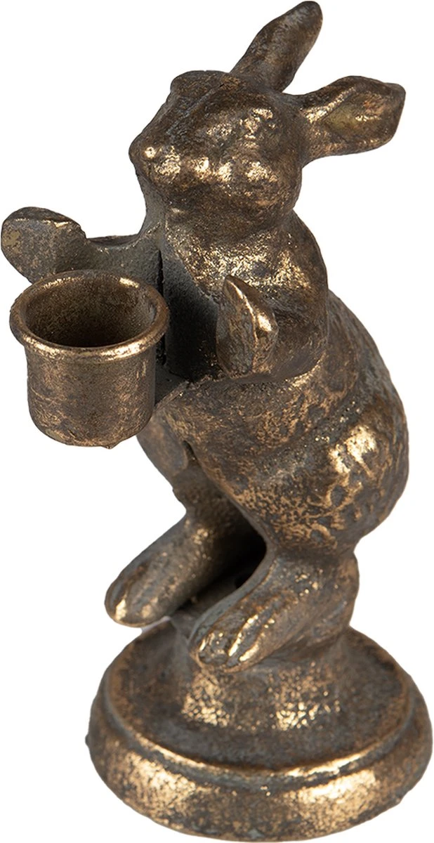 Clayre & Eef Kandelaar Konijn 12x10x30 Cm Goudkleurig Ijzer Kaarsenstandaard Kaarsenhouder 4 Clayre & Eef Kandelaar Konijn 12x10x30 Cm Goudkleurig Ijzer Kaarsenstandaard Kaarsenhouder - Afbeelding 2