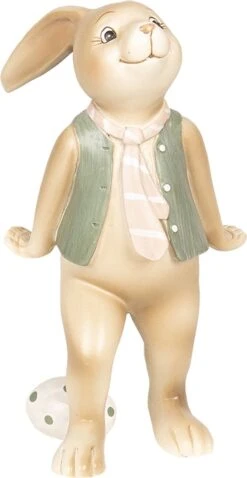 Clayre & Eef Beeld Konijn 9x7x15 Cm Bruin Kunststof Woonaccessoires Beeld Decoratie Paashaas