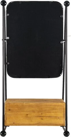 Clayre & Eef Spiegel 46x90 Cm Bruin Zwart Ijzer Hout Rechthoek Grote Spiegel Wand Spiegel Muur Spiegel -Clayre & Eef 625x1200 3