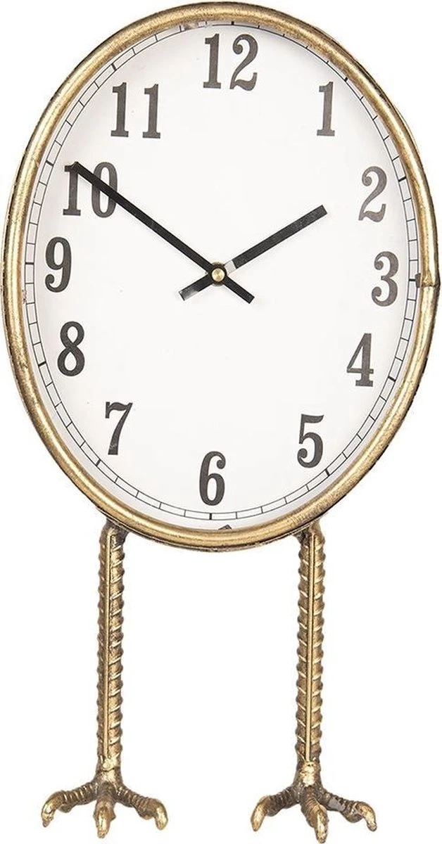 Clayre & Eef Tafelklok 28*12*36 Cm / 1*AA Goudkleurig Ijzer Glas Hout Ovaal Tafelklokken Binnen Staand Klokje Tafelklokje 3 Clayre & Eef Tafelklok 28*12*36 Cm / 1*AA Goudkleurig Ijzer Glas Hout Ovaal Tafelklokken Binnen Staand Klokje Tafelklokje