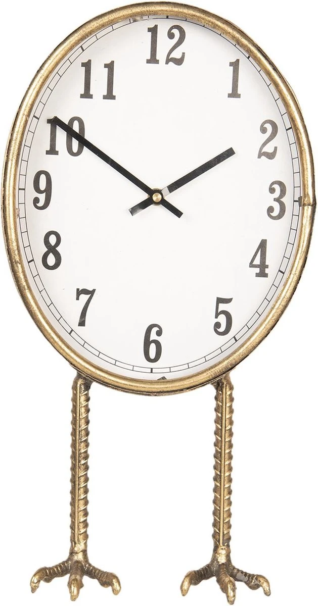 Clayre & Eef Tafelklok 28*12*36 Cm / 1*AA Goudkleurig Ijzer Glas Hout Ovaal Tafelklokken Binnen Staand Klokje Tafelklokje 7 Clayre & Eef Tafelklok 28*12*36 Cm / 1*AA Goudkleurig Ijzer Glas Hout Ovaal Tafelklokken Binnen Staand Klokje Tafelklokje - Afbeelding 5