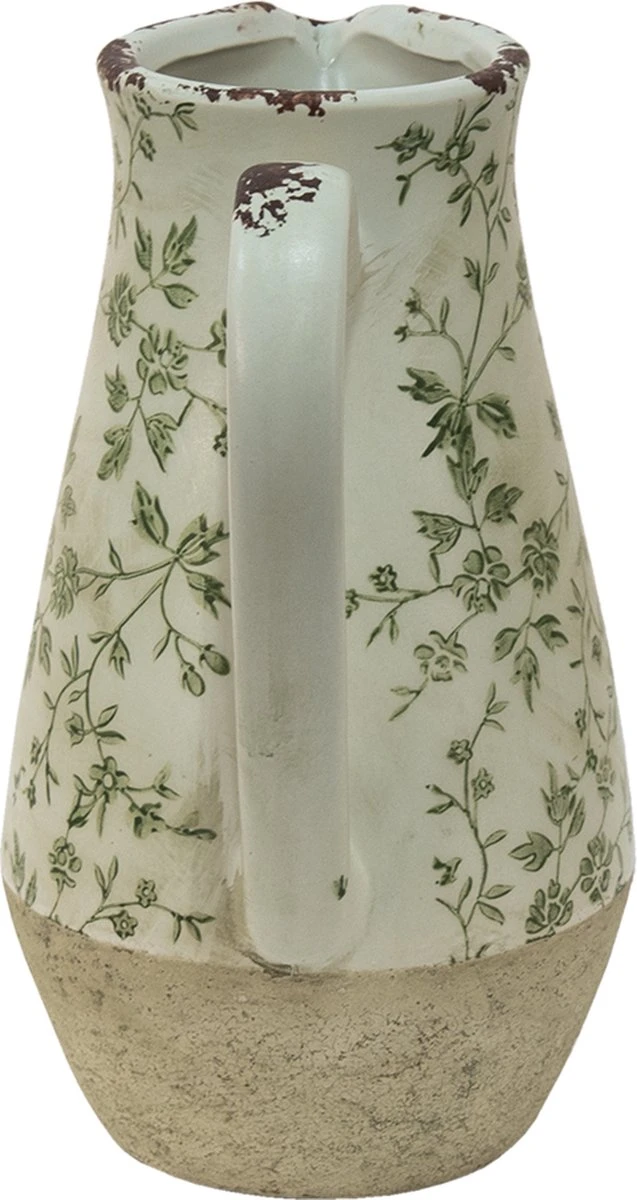 Clayre & Eef Decoratieve Kan 20x14x25 Cm Groen Beige Keramiek Bloemen Waterkan Schenkkan 7 Clayre & Eef Decoratieve Kan 20x14x25 Cm Groen Beige Keramiek Bloemen Waterkan Schenkkan - Afbeelding 5