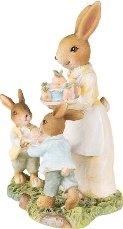 Clayre & Eef Beeld Konijn 15 Cm Geel Bruin Kunststof Woonaccessoires Paashaas Pasen -Clayre & Eef 648x1200