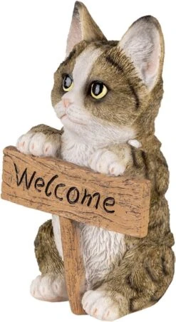 Clayre & Eef Beeld Kat 12x9x19 Cm Bruin Kunststof Welcome Woonaccessoires Beeld Decoratie Decoratieve Accessoires -Clayre & Eef 656x1200 3