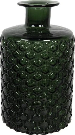 Clayre & Eef Vaas Ø 15*26 Cm Groen Glas Rond Glazen Vaas Bloempot Binnen