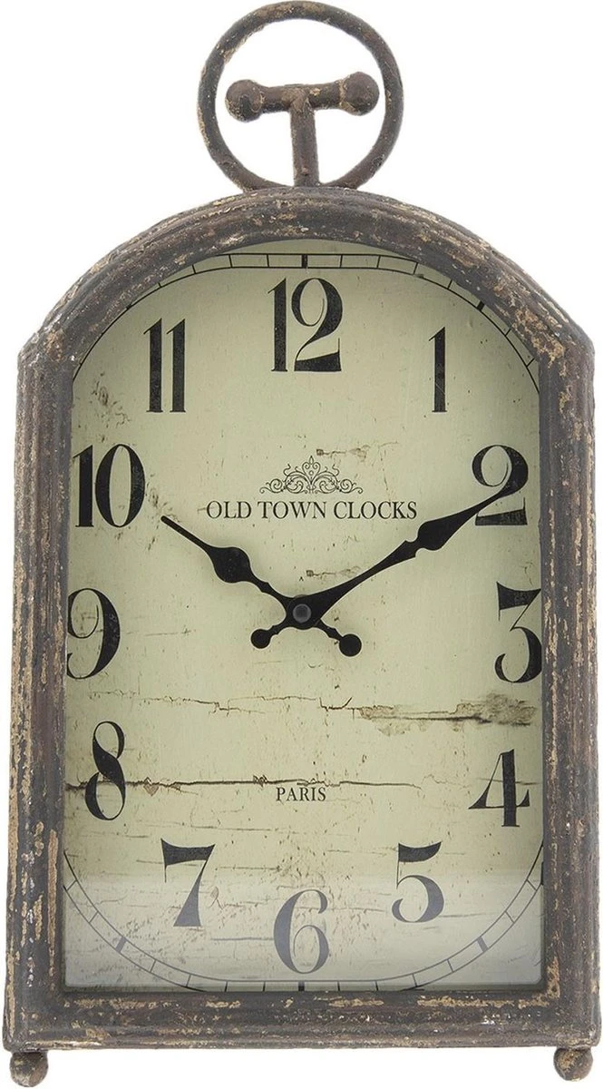 Clayre & Eef Tafelklok 22*9*42 Cm / 1*AA Bruin Ijzer Rechthoek Tafelklokken Binnen Staand Klokje Tafelklokje 3 Clayre & Eef Tafelklok 22*9*42 Cm / 1*AA Bruin Ijzer Rechthoek Tafelklokken Binnen Staand Klokje Tafelklokje