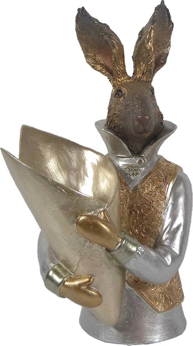 Clayre & Eef Beeld Konijn 16x13x30 Cm Goudkleurig Kunststof Woonaccessoires Paashaas Pasen 3 Clayre & Eef Beeld Konijn 16x13x30 Cm Goudkleurig Kunststof Woonaccessoires Paashaas Pasen
