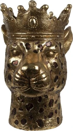 Clayre & Eef Beeld Luipaard 25x31x41 Cm Goudkleurig Kunststof Woonaccessoires Beeld Decoratie Decoratieve Accessoires -Clayre & Eef 671x1200 4