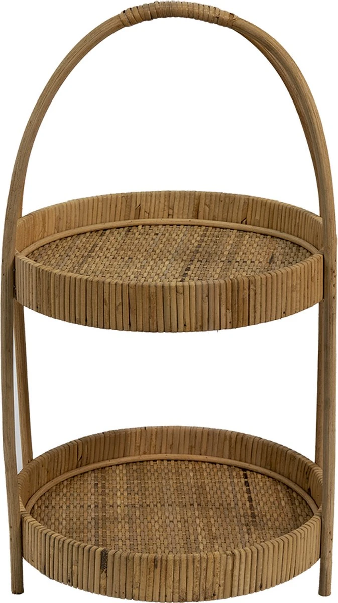 Clayre & Eef Etagère 2 Laags Ø 30x54 Cm Bruin Rotan Rond Fruitschaal Etagère Serveerschaal 3 Clayre & Eef Etagère 2 Laags Ø 30x54 Cm Bruin Rotan Rond Fruitschaal Etagère Serveerschaal