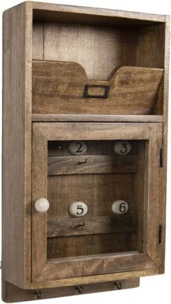 Clayre & Eef Sleutelkastje 25x9x44 Cm Bruin Hout Rechthoek Sleutelhouder Sleutelrekje -Clayre & Eef 676x1200 2