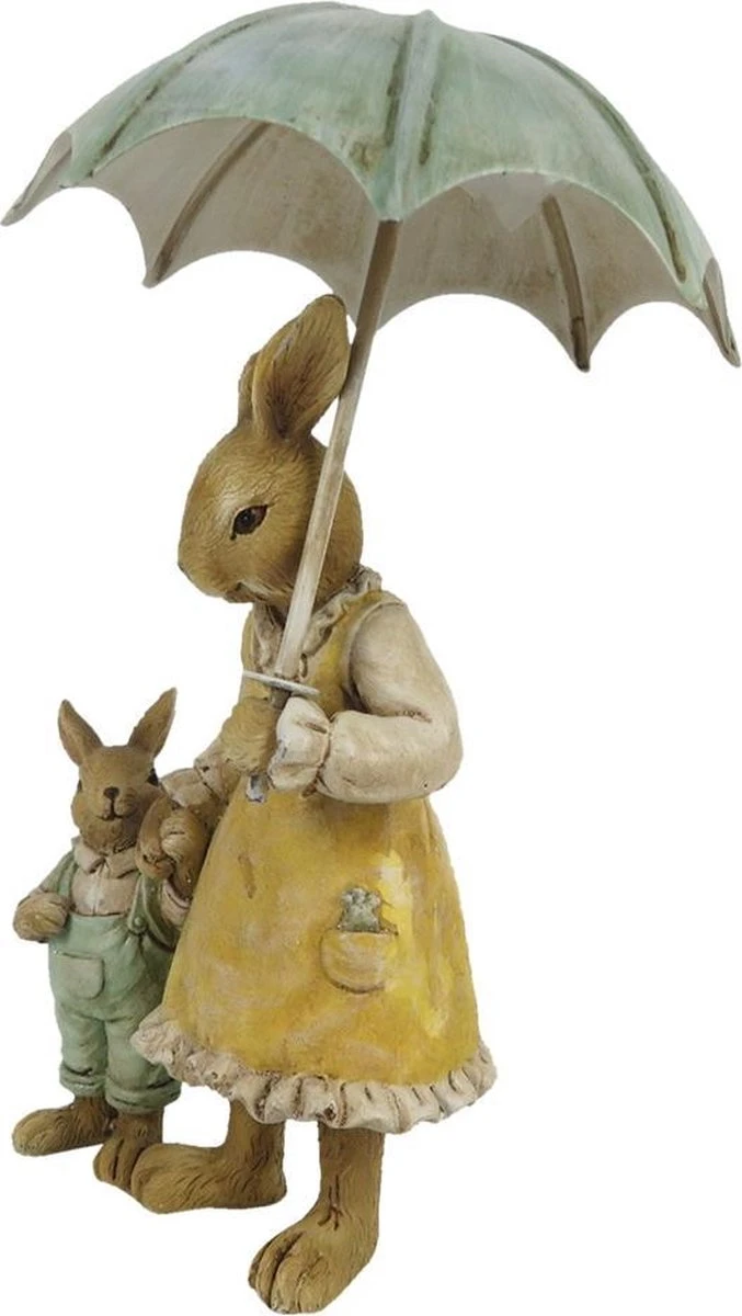 Clayre & Eef Beeld Konijn 13 Cm Bruin Geel Kunststof Woonaccessoires Pasen Paashaas 4 Clayre & Eef Beeld Konijn 13 Cm Bruin Geel Kunststof Woonaccessoires Pasen Paashaas - Afbeelding 2