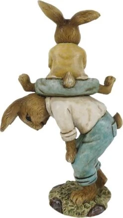 Clayre & Eef Beeld Konijn 15 Cm Bruin Blauw Kunststof Woonaccessoires Pasen Paashaas -Clayre & Eef 677x1200