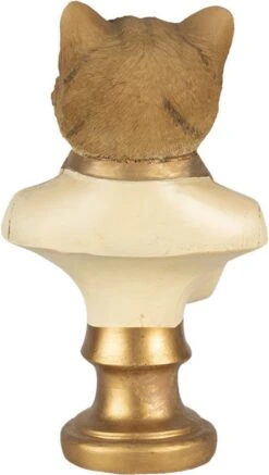 Clayre & Eef Beeld Kat 10x7x17 Cm Beige Goudkleurig Kunststof Woonaccessoires Beeld Decoratie Decoratieve Accessoires -Clayre & Eef 679x1200