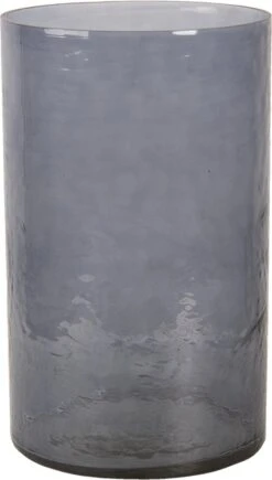 Clayre & Eef Windlicht Ø 15x25 Cm Grijs Glas Rond Kaarsenhouder Sfeerverlichting