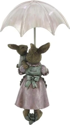 Clayre & Eef Beeld Konijn 12 Cm Bruin Roze Kunststof Woonaccessoires Pasen Paashaas -Clayre & Eef 682x1200 1