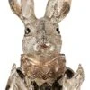 Clayre & Eef Beeld Konijn 14x13x24 Cm Beige Goudkleurig Kunststof Woonaccessoires Paashaas Pasen