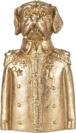 Clayre & Eef Beeld Hond 8x6x15 Cm Goudkleurig Kunststof Woonaccessoires Beeld Decoratie Decoratieve Accessoires -Clayre & Eef 682x1200 3