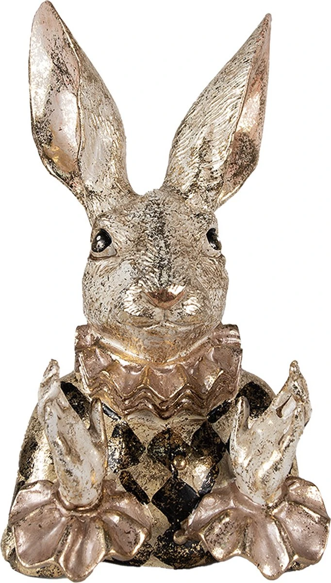 Clayre & Eef Beeld Konijn 14x13x24 Cm Beige Goudkleurig Kunststof Woonaccessoires Paashaas Pasen 3 Clayre & Eef Beeld Konijn 14x13x24 Cm Beige Goudkleurig Kunststof Woonaccessoires Paashaas Pasen