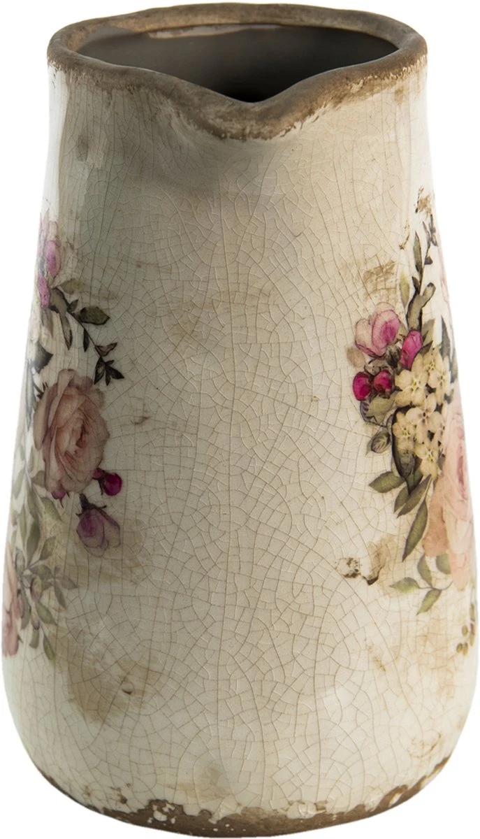 Clayre & Eef Decoratieve Schenkkan 1500 Ml Roze Beige Keramiek Bloemen Waterkan Kan 10 Clayre & Eef Decoratieve Schenkkan 1500 Ml Roze Beige Keramiek Bloemen Waterkan Kan - Afbeelding 8