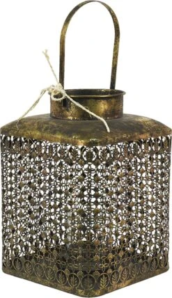 Clayre & Eef Windlicht 23x23x32 Cm Koperkleurig Ijzer Vierkant Kaarsenhouder Sfeerverlichting -Clayre & Eef 692x1200 2