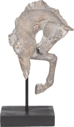 Clayre & Eef Beeld Paard 28x12x43 Cm Grijs Kunststof Woonaccessoires Beeld Decoratie Decoratieve Accessoires