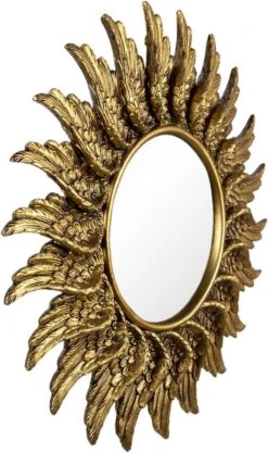 Clayre & Eef Spiegel Ø 47 Cm Goudkleurig Kunststof Rond Vleugels Grote Spiegel Wand Spiegel Muur Spiegel -Clayre & Eef 711x1200 3