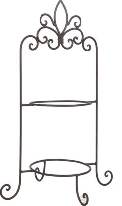 Clayre & Eef Etagère Voor 2 Borden 38x30x57 Cm Bruin Ijzer Rond Borden Etagère Serveerschaal