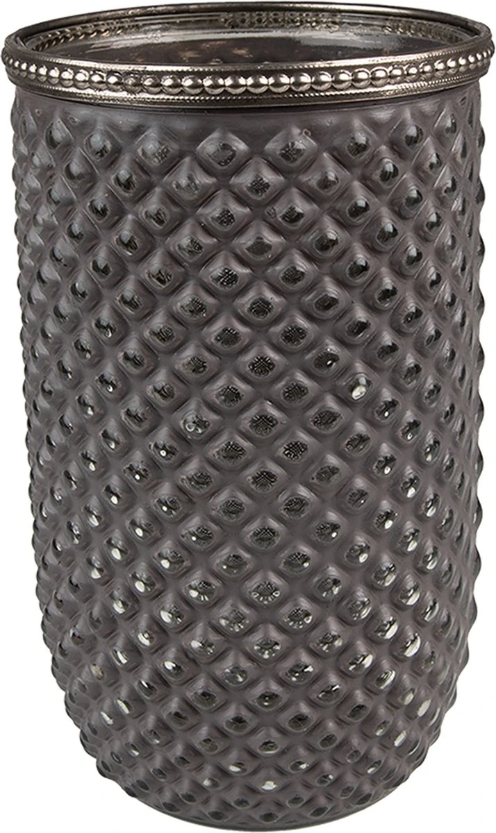 Clayre & Eef Theelichthouder Ø 10x17 Cm Grijs Glas Metaal Waxinelichthouder Windlichthouder 3 Clayre & Eef Theelichthouder Ø 10x17 Cm Grijs Glas Metaal Waxinelichthouder Windlichthouder