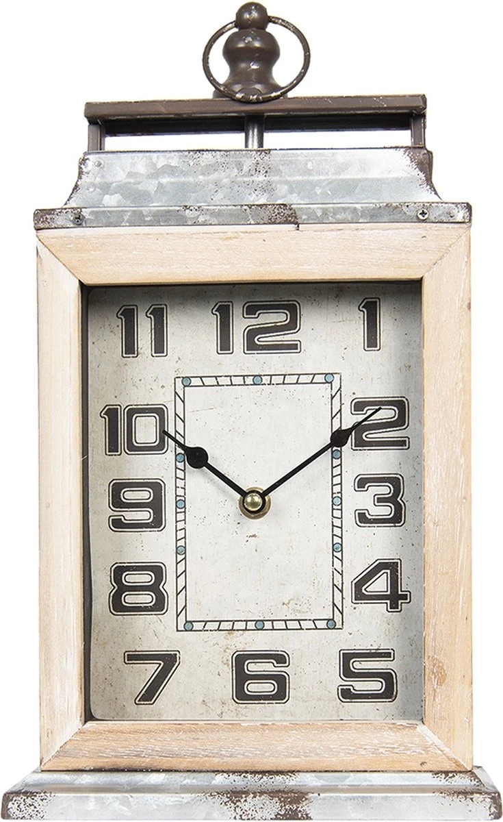 Clayre & Eef Tafelklok 20*34 Cm Grijs Metaal Rechthoek Tafelklokken Binnen Staand Klokje Tafelklokje 3 Clayre & Eef Tafelklok 20*34 Cm Grijs Metaal Rechthoek Tafelklokken Binnen Staand Klokje Tafelklokje