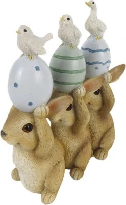 Clayre & Eef Beeld Konijn 12 Cm Bruin Blauw Kunststof Woonaccessoires Pasen Paashaas -Clayre & Eef 738x1200 2