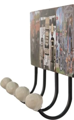 Clayre & Eef Wandkapstok 40x5x17 Cm Zwart Rood Ijzer Motor Route 66 Decoratieve Kapstok -Clayre & Eef 740x1200