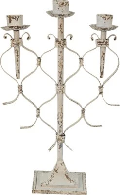 Clayre & Eef Kandelaar 28x12x42 Cm Wit Metaal