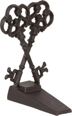 Clayre & Eef Deurstopper 6Y3810 12*11*16 Cm - Bruin Ijzer Deurklem Deurwig