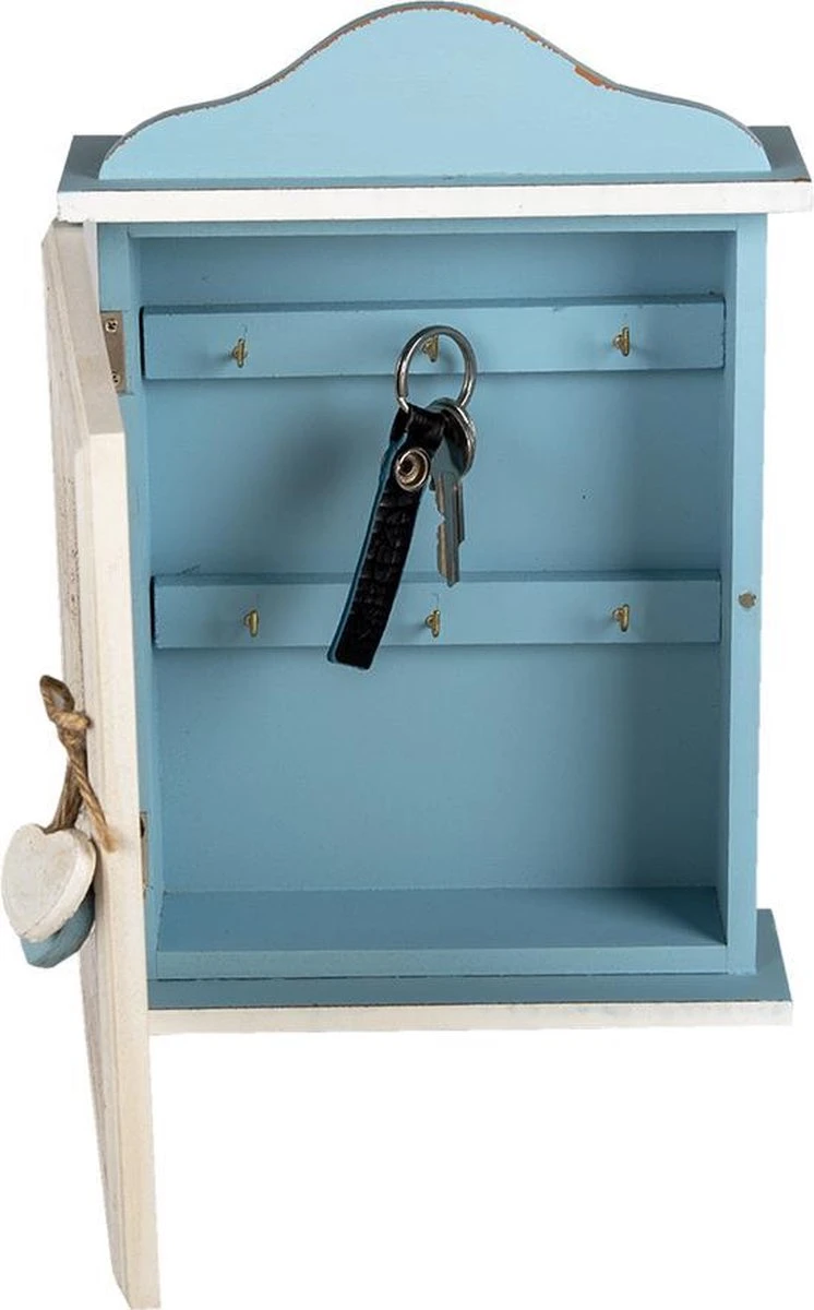 Clayre & Eef Sleutelkastje 21x7x31 Cm Blauw MDF Glas Rechthoek Hart Sleutelhouder Sleutelrekje 8 Clayre & Eef Sleutelkastje 21x7x31 Cm Blauw MDF Glas Rechthoek Hart Sleutelhouder Sleutelrekje - Afbeelding 6