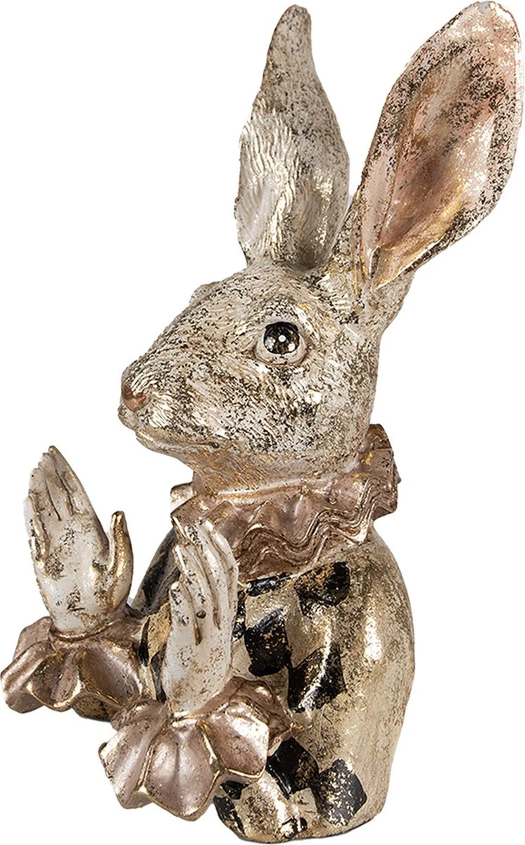 Clayre & Eef Beeld Konijn 14x13x24 Cm Beige Goudkleurig Kunststof Woonaccessoires Paashaas Pasen 4 Clayre & Eef Beeld Konijn 14x13x24 Cm Beige Goudkleurig Kunststof Woonaccessoires Paashaas Pasen - Afbeelding 2