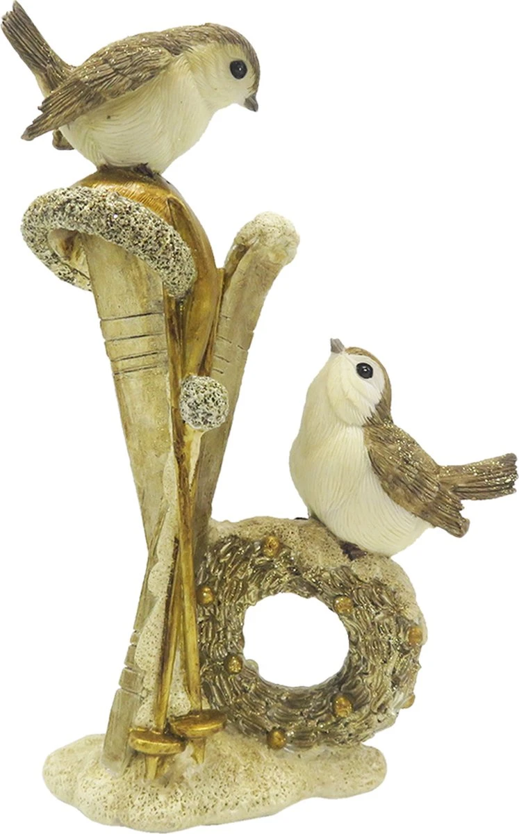 Clayre & Eef Beeld Vogels 18 Cm Goudkleurig Kunststof Woonaccessoires Decoratieve Accessoires 3 Clayre & Eef Beeld Vogels 18 Cm Goudkleurig Kunststof Woonaccessoires Decoratieve Accessoires