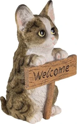 Clayre & Eef Beeld Kat 12x9x19 Cm Bruin Kunststof Welcome Woonaccessoires Beeld Decoratie Decoratieve Accessoires -Clayre & Eef 747x1200 2