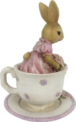 Clayre & Eef Beeld Konijn 8x8x11 Cm Bruin Beige Kunststof Woonaccessoires Pasen Paashaas -Clayre & Eef 747x1200