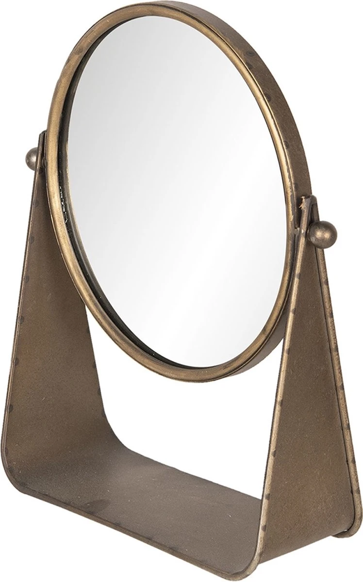 Clayre & Eef Staande Spiegel 62S161 30*10*36 Cm - Goudkleurig Metaal / Glas Tafel Spiegel 4 Clayre & Eef Staande Spiegel 62S161 30*10*36 Cm - Goudkleurig Metaal / Glas Tafel Spiegel - Afbeelding 2