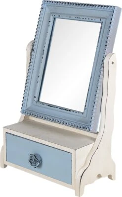 Clayre & Eef Staande Spiegel 25x38 Cm Blauw MDF Glas Staande Spiegel Decoratie Spiegel -Clayre & Eef 749x1200 1