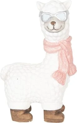 Clayre & Eef Decoratie Lama 39 Cm Wit Kunststof Decoratief Figuur Decoratieve Accessoires Woonaccessoires