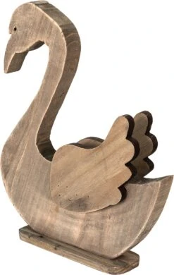 Clayre & Eef Beeld Zwaan 38x6x43 Cm Bruin Hout Woonaccessoires Paashaas Pasen -Clayre & Eef 760x1200