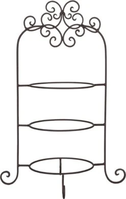 Clayre & Eef Etagère Voor 3 Borden 36x28x54 Cm Bruin Ijzer Rond Taartplateau Op Voet