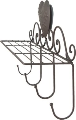 Clayre & Eef Wandkapstok 4 Haken 40x11x24 Cm Bruin Ijzer Hart -Clayre & Eef 762x1200 4