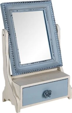 Clayre & Eef Staande Spiegel 25x38 Cm Blauw MDF Glas Staande Spiegel Decoratie Spiegel -Clayre & Eef 765x1200