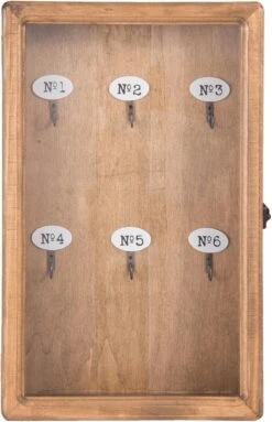 Clayre & Eef Sleutelkastje 24x7x38 Cm Bruin Hout Glas Rechthoek Sleutelhouder Sleutelrekje -Clayre & Eef 773x1200 2