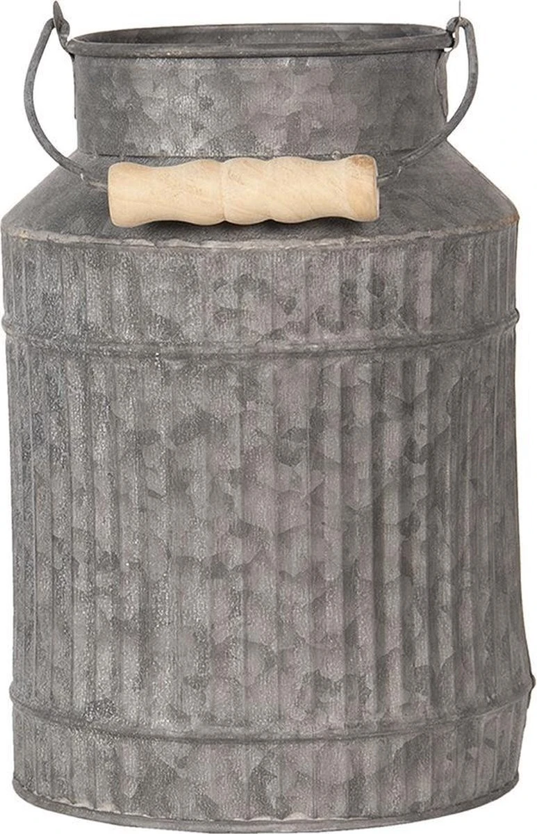 Clayre & Eef Decoratie Melkbus Ø 16x23 Cm Grijs Ijzer Rond Melkkan 3 Clayre & Eef Decoratie Melkbus Ø 16x23 Cm Grijs Ijzer Rond Melkkan